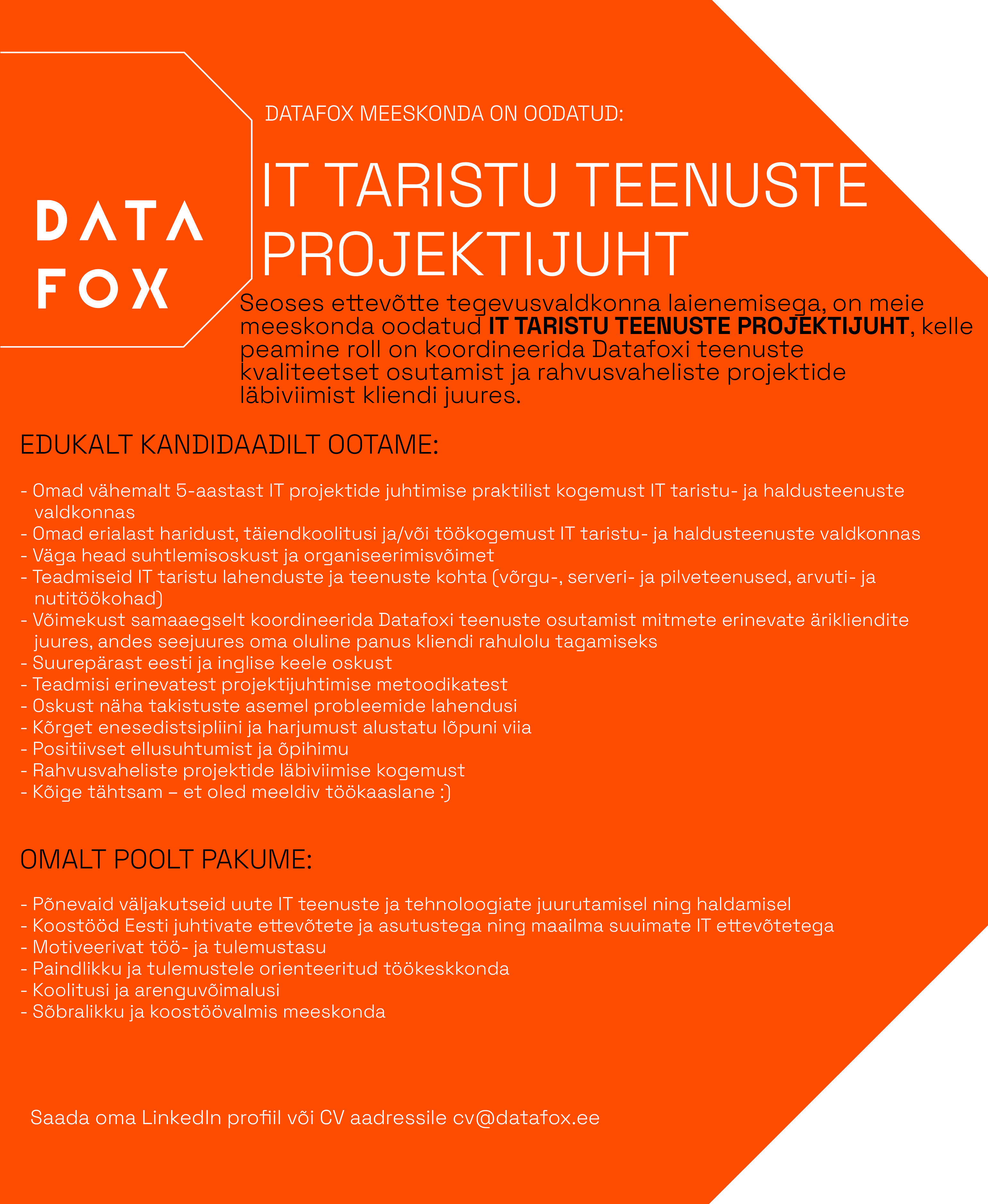 IT TARISTU TEENUSTE PROJEKTIJUHT